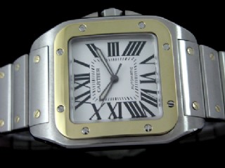 cartier santos 100 xl mens gold & steel watch-w200728g 