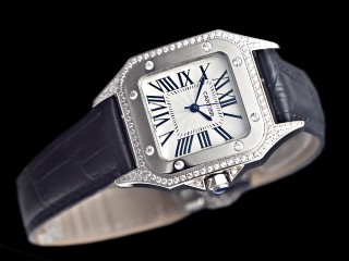 cartier santos 100 quartz diamond lady watch