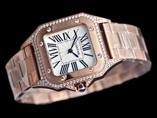 cartier santos 100 quartz diamond lady watch