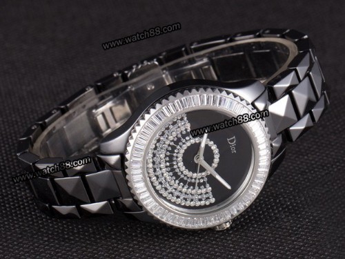 Dior VIII Black Ceramic Diamonds Ladies Watch,DR-014