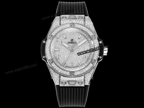Hublot Big Bang One Click Steel White Full Pave 39MM 465.SX.9010.RX.1604 Watch,HB-283