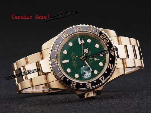 ROLEX GMT-MASTER II AUTOMATIC MENS WATCH WITH BLACK CERAMIC BEZEL,ROL-492