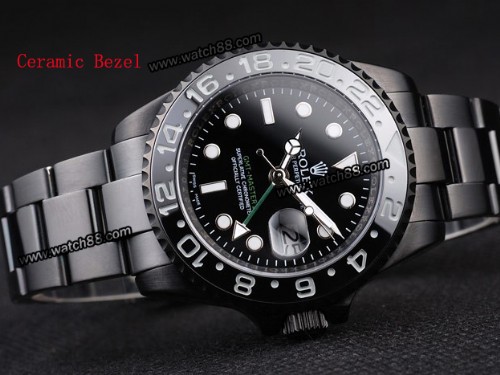 ROLEX GMT-MASTER II AUTOMATIC MENS WATCH WITH BLACK CERAMIC BEZEL,ROL-493