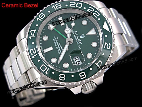 ROLEX GMT-MASTER II AUTOMATIC MENS WATCH WITH GREEN CERAMIC BEZEL,ROL-278