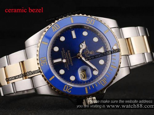 ROLEX SUBMARINER AUTOMATIC MENS WATCH WITH BLUE CERAMIC BEZEL 116613LB,ROL-465