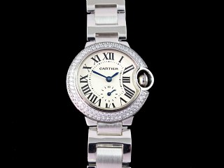 cartier ballon bleu de cartier diamond bezel lady watch with white