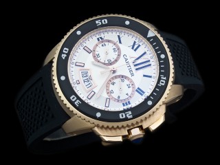 cartier calibre de diver quartz chronograph men watch