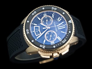 cartier calibre de diver quartz chronograph men watch