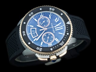 cartier calibre de diver quartz chronograph men watch