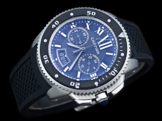 cartier calibre de diver quartz chronograph men watch