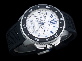 cartier calibre de diver quartz chronograph men watch