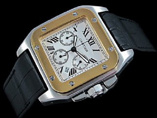 cartier santos 100 mens gold & steel watch-w20091x7 