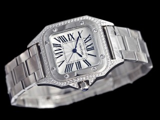 cartier santos 100 quartz diamond lady watch