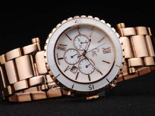 guess for gc medium diver ref.gc47504m1 quartz chronograph ceramic bezel rose gold case men watch 