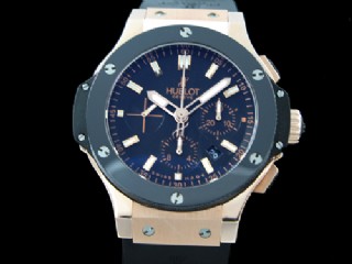 hublot big bang rose gold case ceramic bezel chronograph automatic mens watch