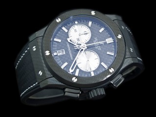 hublot classic quartz chronograph carbon case mens watch