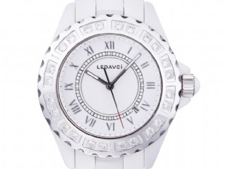 white ceramic 24 diamond bezel quartz lady watch