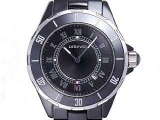 black ceramic red diamond bezel quartz lady watch