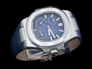 patek philippe nautilus date moonphase power reserve hand wound man watch