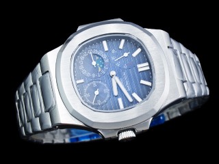 patek philippe nautilus date moonphase power reserve hand wound man watch