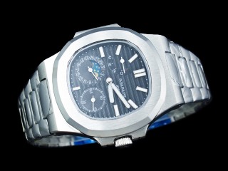 patek philippe nautilus date moonphase power reserve hand wound man watch