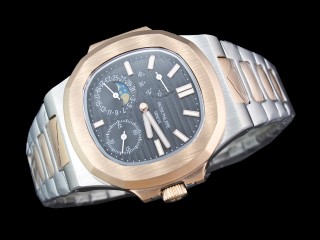 patek philippe nautilus date moonphase power reserve hand wound man watch