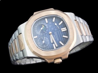 patek philippe nautilus date moonphase power reserve hand wound man watch