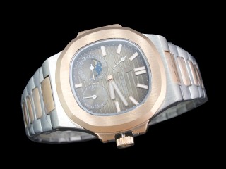 patek philippe nautilus date moonphase power reserve hand wound man watch