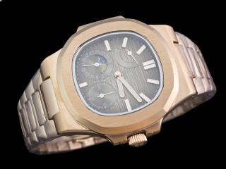 patek philippe nautilus date moonphase power reserve hand wound man watch