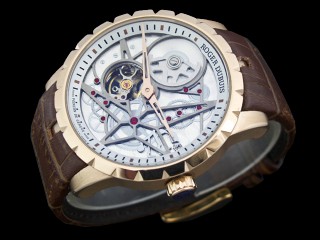roger dubuis excalibur skeleton double flying tourbillon mens watch