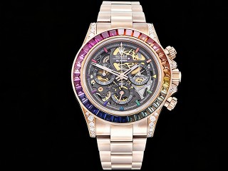 rolex daytona blaken rose gold rainbow automatic mens watch