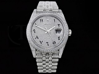 rolex datejust 41mm full diamond crested automatic mens watch