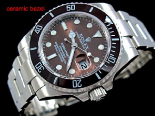 rolex submariner automatic mens watch with brown ceramic bezel