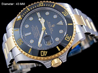 rolex submariner automatic mens big size 43mm watch with black ceramic bezel