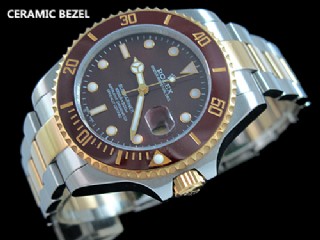 rolex submariner automatic mens watch with brown ceramic bezel