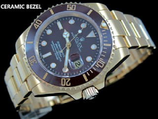 rolex submariner automatic mens watch with brown ceramic bezel