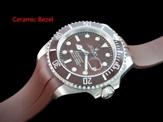 rolex submariner ceramic bezel with coffee dial rubber strap automatic men watch