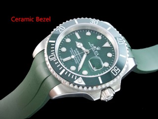 rolex submariner ceramic bezel with green dial rubber strap automatic men watch