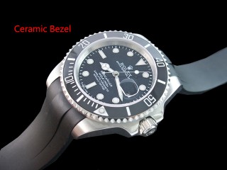 rolex submariner ceramic bezel with black dial rubber strap automatic men watch