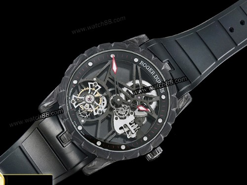 BBR Factory Roger Dubuis Excalibur Spider Carbon Skeleton Flying Tourbillon Mens Watch,RD-02022