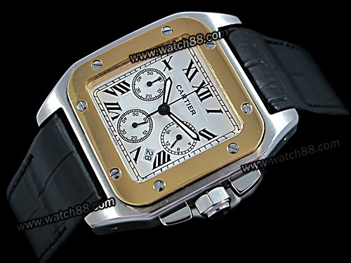 CARTIER SANTOS 100 MENS GOLD & STEEL WATCH-W20091X7 ,CAR-29