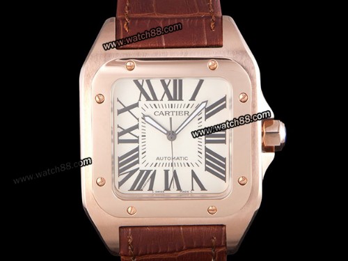 CARTIER SANTOS 100 XL MENS 18K GOLD WATCH-W20095Y1,CAR-02010