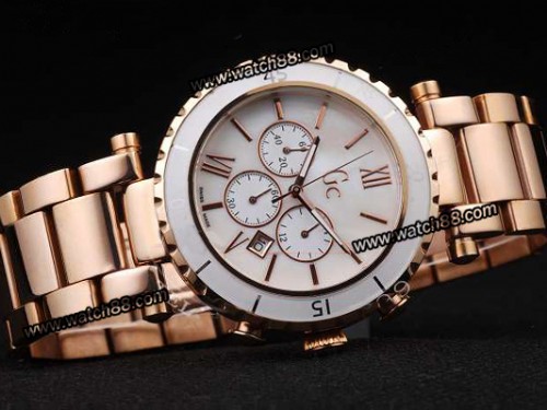 Guess for GC Medium Diver Ref.GC47504M1 Quartz Chronograph Ceramic Bezel Rose Gold Case Men Watch ,GUE-035
