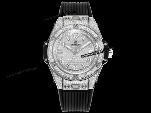 Hublot Big Bang One Click Steel White Full Pave 39MM 465.SX.9010.RX.1604 Watch,HB-283