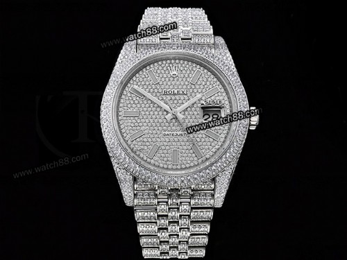 Rolex Datejust 41mm Full Diamond Crested Automatic Mens Watch,RL-08335